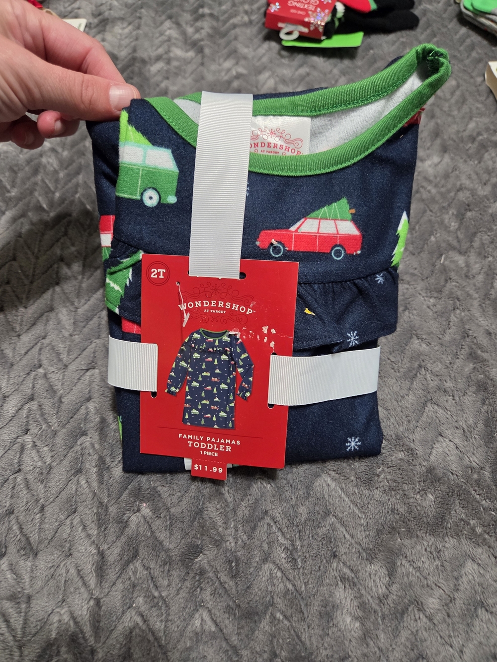 Carter's Navy Holiday Pajama Top with Green Trim